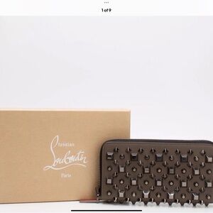 Christian Louboutin Brown Studded Zip Wallet